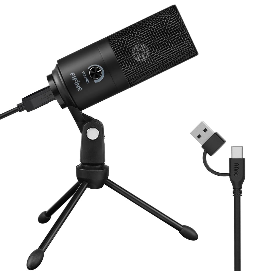 Fifine USB-Podcast-Kondensatormikrofon für Laptop, Keine Soundkarten-Schnittstelle und Phantomspeisu