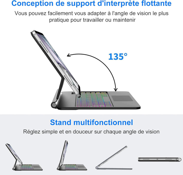 Magic Tastatur Hülle für iPad Air 13 2025/2024 (M3/M2), Magic Keyboard für iPad Pro 12.9 (6/5/4/3 Ge