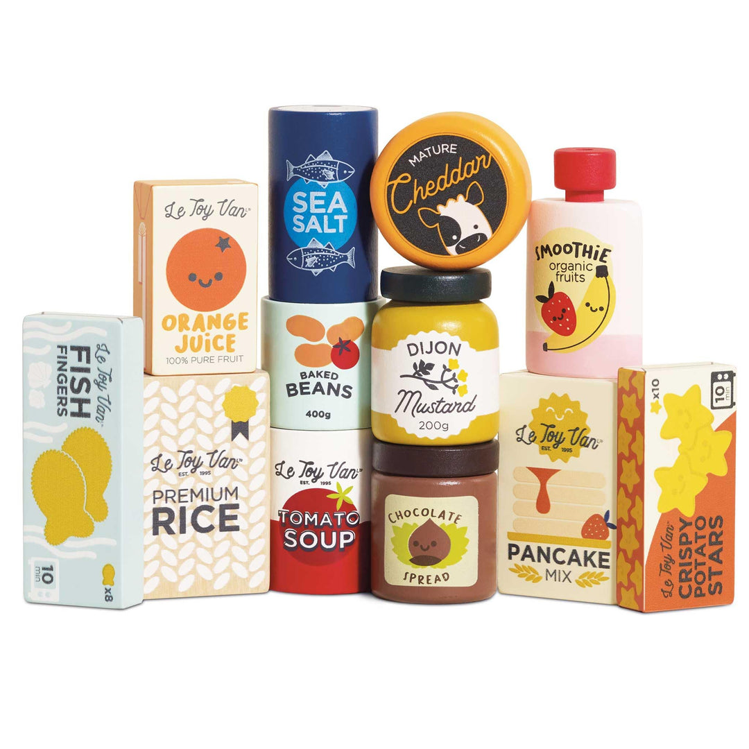 Le Toy Van Supermarkt Grocery Weekly Shop Set | Holz Rollenspiel Lebensmittel Spielzeug Set - Geeign