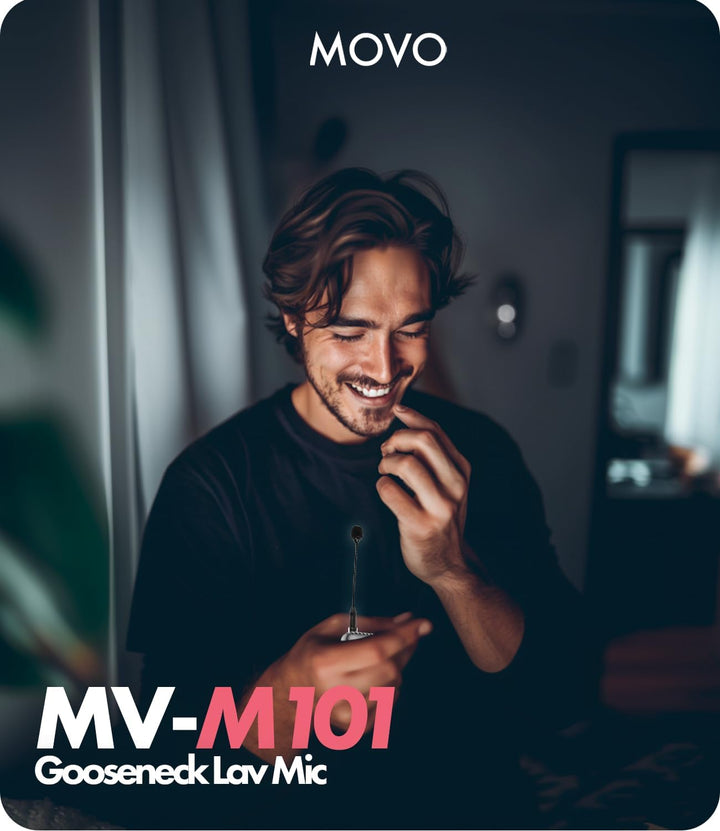 Movo MV-M101 Schwanenhals Omnidirektionales Lavalier-Mikrofon – Kompatibel mit DJI Mic/Rode Wireless