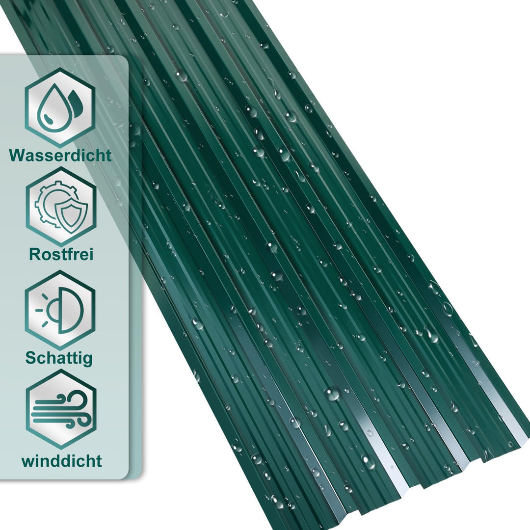 129cm x 46cm Trapezblech 24 Stück, Verzinkte Stahldachplatten 0,25 mm Stärke Wellblechplatten für Da