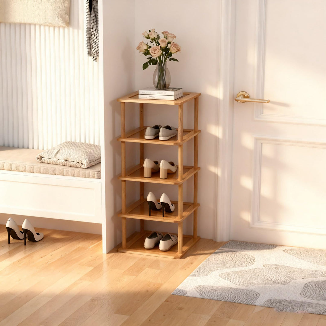 Aniston Bambus-Schuhregal, 5 Etagen, vertikales Schuhregal für kleine Räume, freistehend, hoch, schm