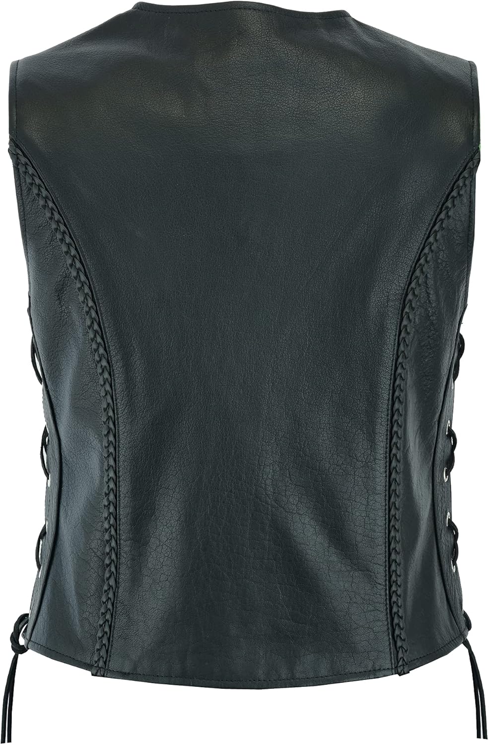 Leatherick Damen Braided motorradfahrer stil Leder weste schwarz XL Schwarz, XL Schwarz