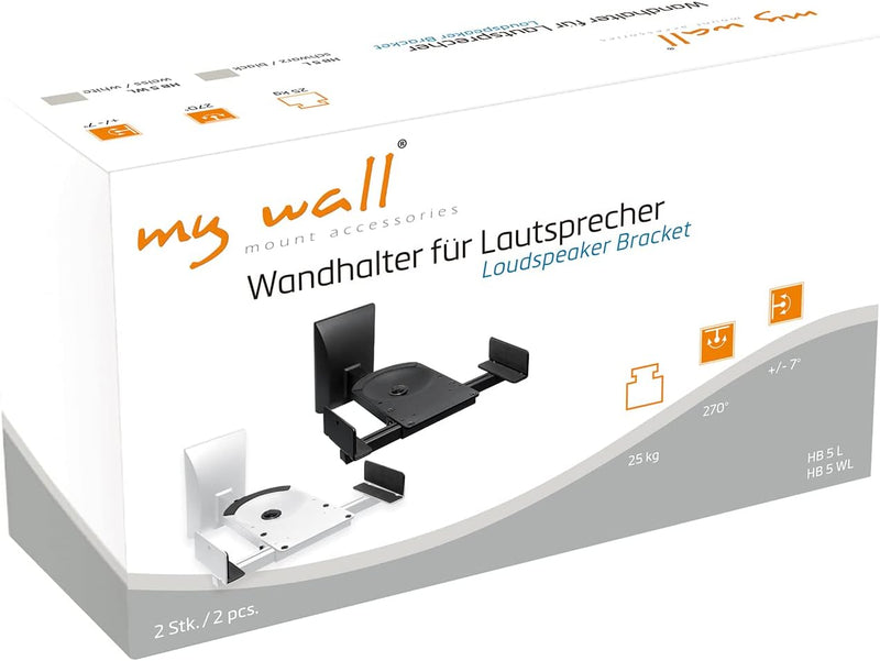 mywall HB5L HB 5 L Lautsprecher-Wandhalterung einstellbar ohne Werkzeug Neigbar+Schwenkbar 25 kg Sch