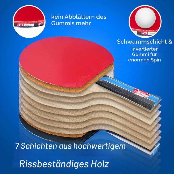 Baozun Tischtennisschläger Set, Tischtennis Set Tischtennis-Schläger mit 2 Tischtennisschlägern, 3 B