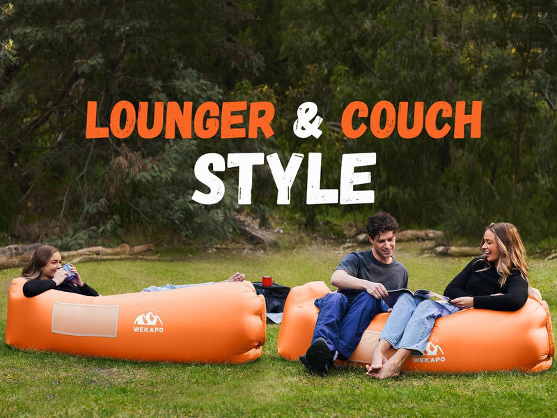 wekapo aufblasbar Air Liege, Blow Up Sofa für Camping, Reisen und Strand, Orange, Orange