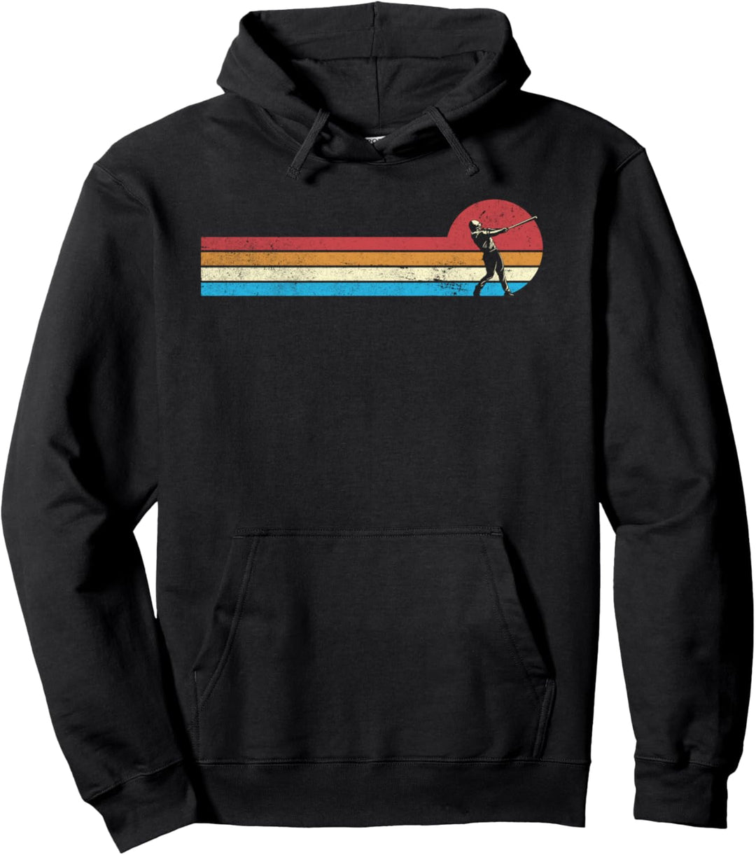 Vintage 70er Jahre Stil Retro Streifen Distressed Baseball Pullover Hoodie
