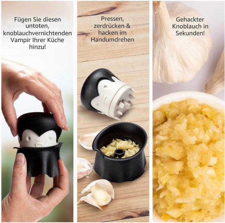 OTOTO Gracula Knoblauchschneider - Knoblauch Zerkleinerer & Schäler - Knoblauchpresse Dracula Leicht