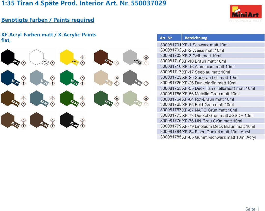 MiniArt 37029 1:35 Tiran 4 Späte Prod. Interior-originalgetreue Nachbildung, Modellbau, Plastik Baus
