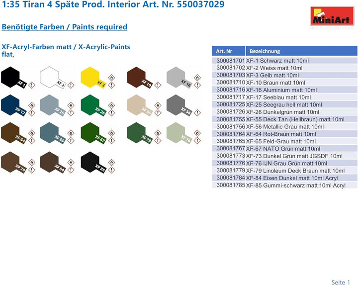 MiniArt 37029 1:35 Tiran 4 Späte Prod. Interior-originalgetreue Nachbildung, Modellbau, Plastik Baus