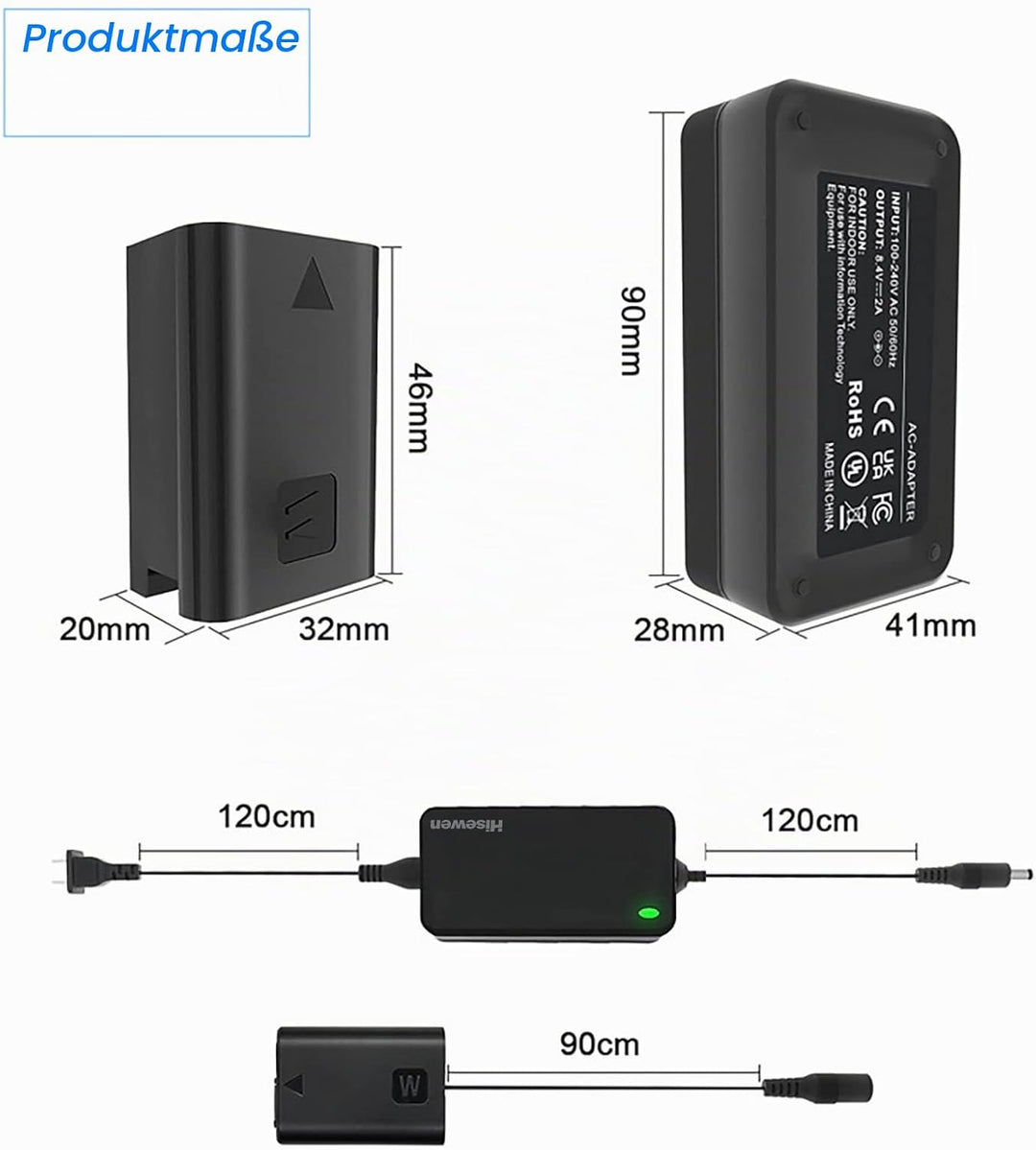 Hisewen AC-PW20 Netzteil NP-FW50 Dummy Akku für Sony Alpha ZV-E10 A6000 A6100 A6300 A6400 A6500 A500