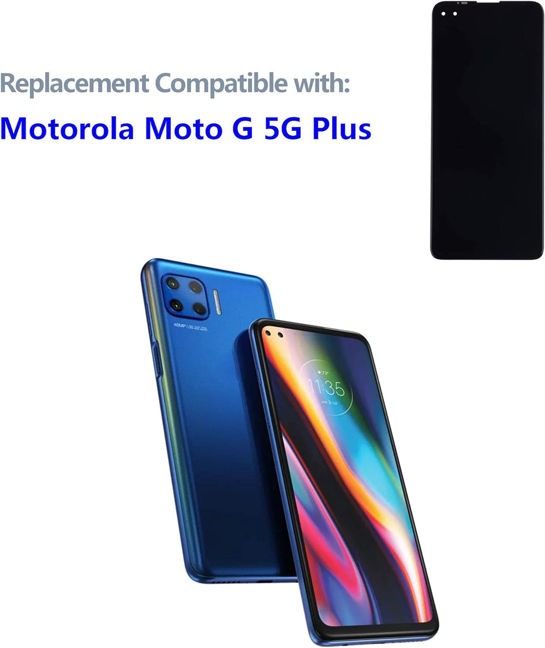swark LCD Display Kompatibel mit Motorola Moto G 5G Plus XT2075, XT2075-2, XT2075-3 (Schwarz Ohne Ra