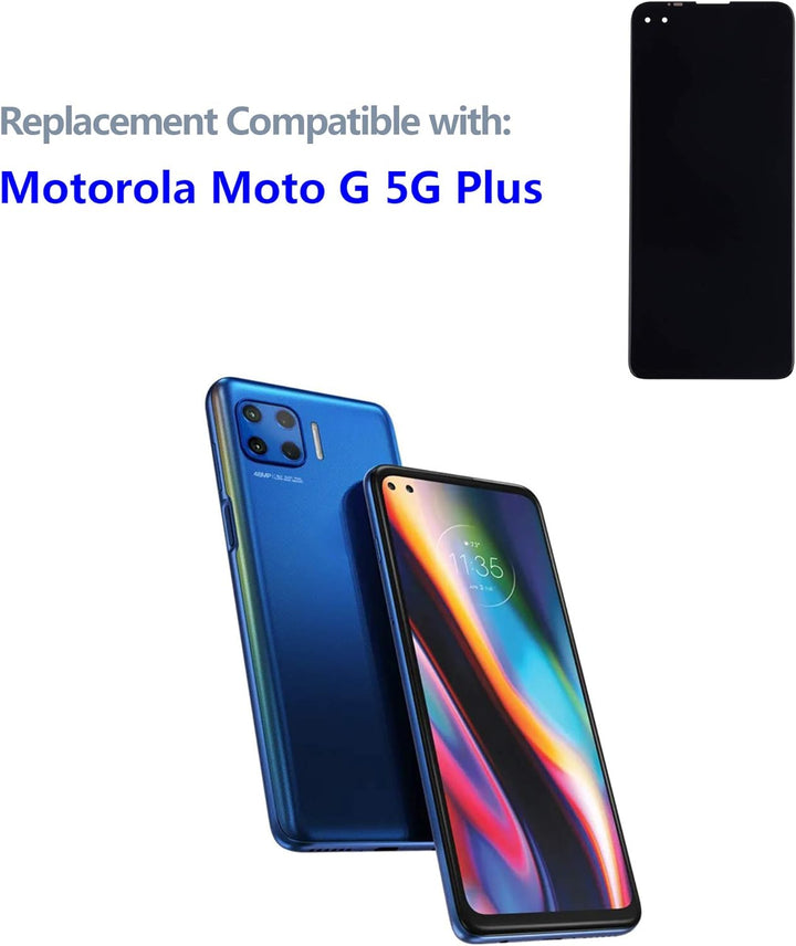 swark LCD Display Kompatibel mit Motorola Moto G 5G Plus XT2075, XT2075-2, XT2075-3 (Schwarz Ohne Ra