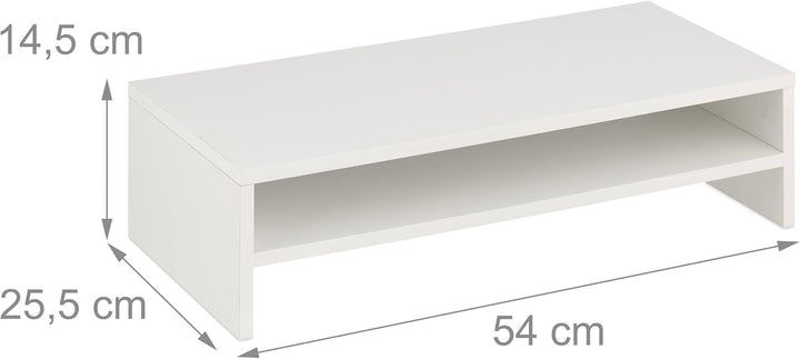 Relaxdays Monitorständer, Zusatzablage, HxBxT: 14,5 x 54 x 25,5 cm, Bildschirmerhöhung für Schreibti