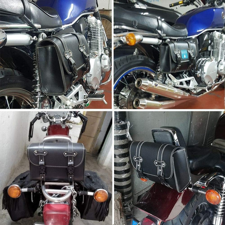 1x Motorrad Satteltaschen Leder wasserdichte Platz Satteltasche Seitliches Brot Werkzeugkasten Speic
