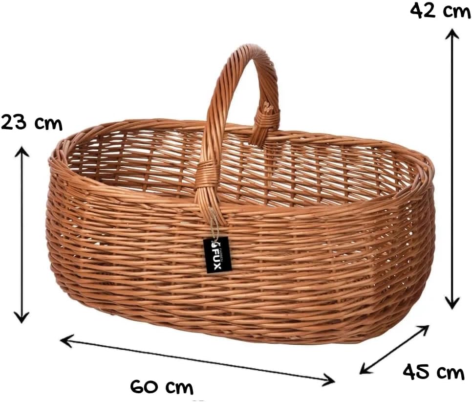 Kaminkorb oval Weide gesotten geflochten stabiler Henkel 60cm