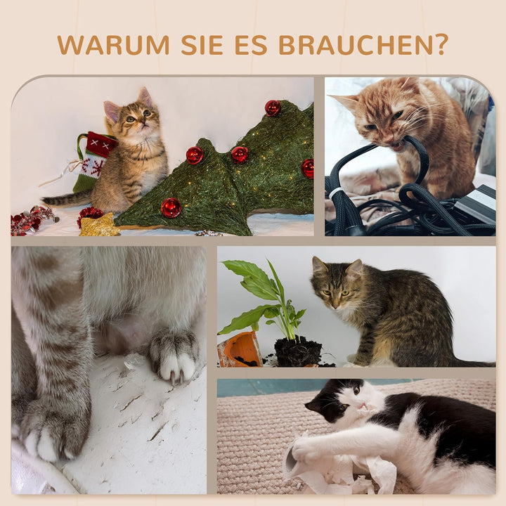 PawHut Kletterwand Katzen, 3-teilig Katzenkletterwand Set, Katzen Wandelemente mit Kratzbrett, Sprun