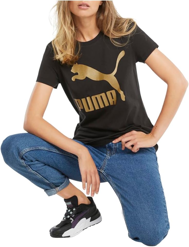 PUMA Herren Ess Logo Tee T-shirt M Puma Schwarz-gold, M Puma Schwarz-gold