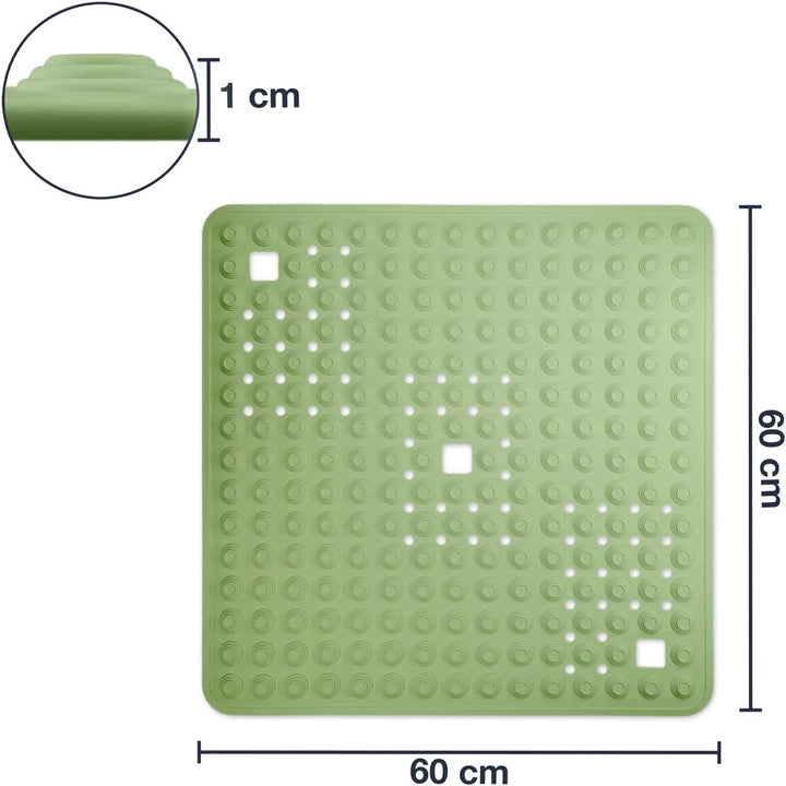 Duschmatte Grün/quadratisch: 60x60 cm - sehr rutschfest & sehr robust - Antirutschmatte für Dusche o