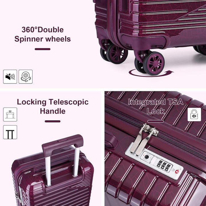 Sea choice Kofferset 4 Teilig Hartschalen Rollkoffer PC Handgepäck Set Beautycase (Nur L Koffer Erwe