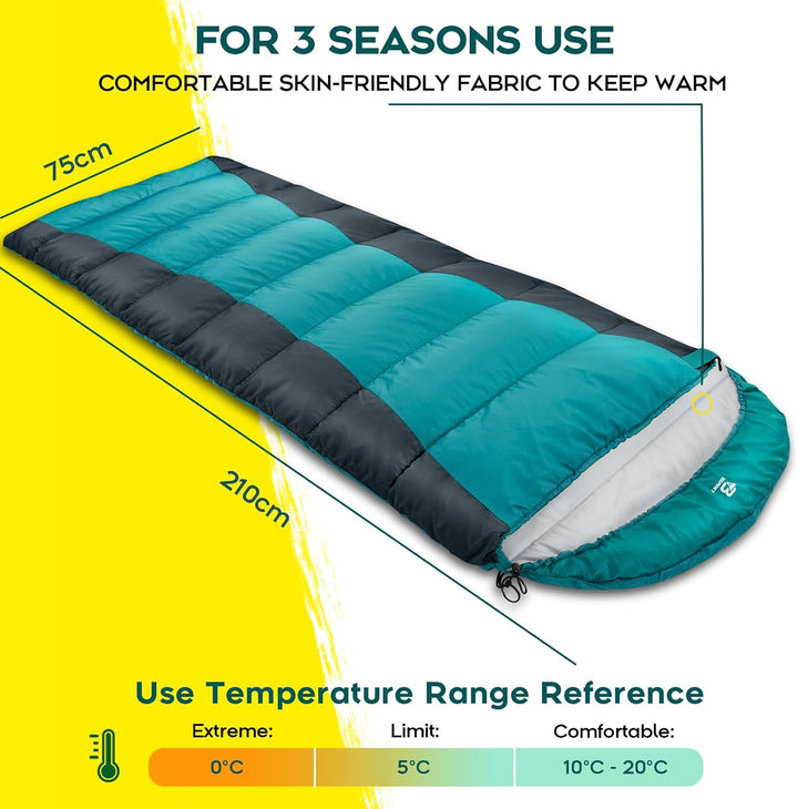 Bessport Schlafsack Flannel für Camping 3-4 Jahreszeiten - 10 °C-20°C | Winter Schlafsack Leichtgewi