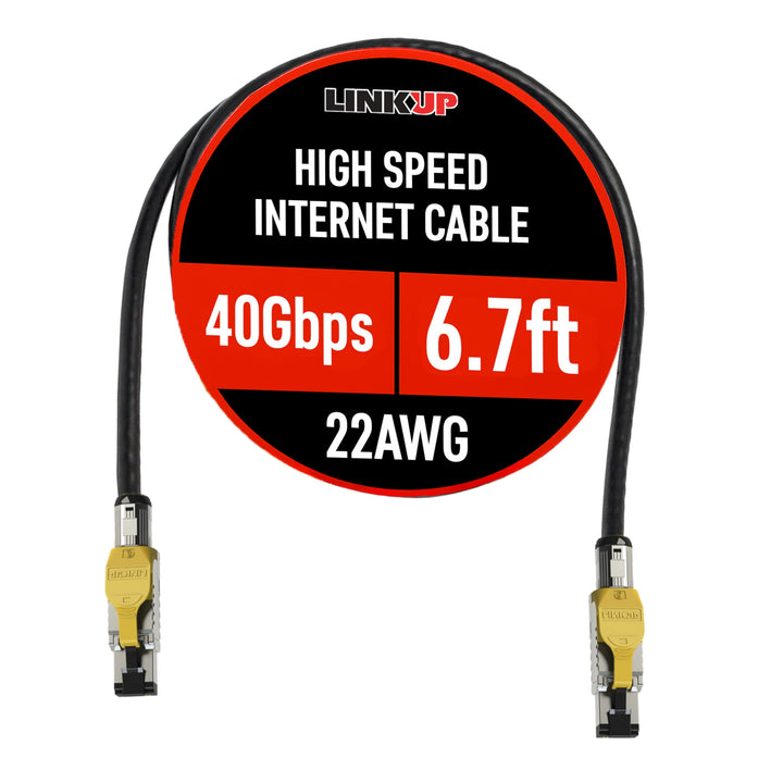 LINKUP - [GHMT & DSX8000 Zertifiziert] Cat8-Ethernet-Patchkabel S/FTP 22AWG Doppelt Geschirmtes Mass