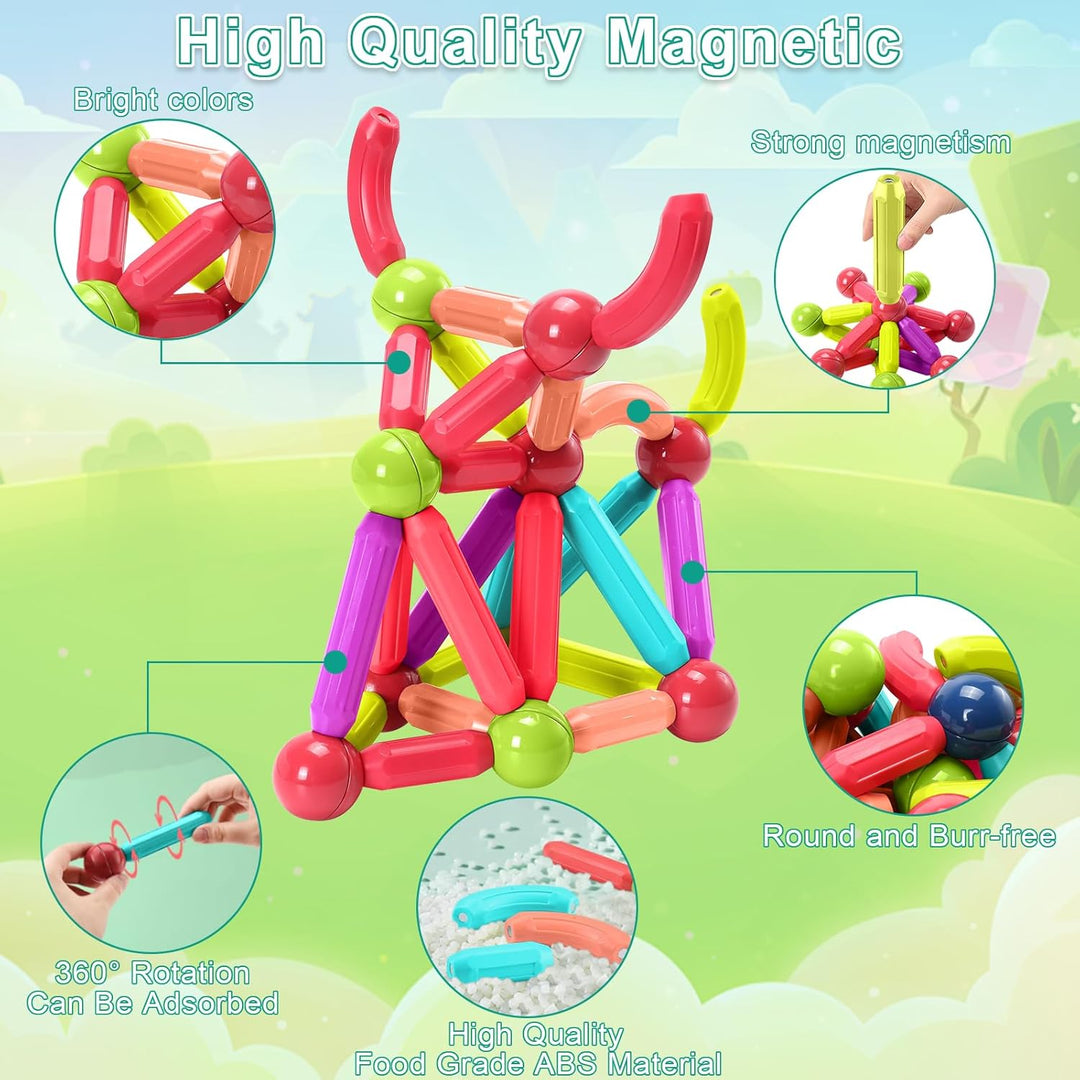 158 Pcs Magnetische Bausteine Spielzeug, 3D Konstruktions Spielzeug, Magnetspielzeug für Kinder, Päd