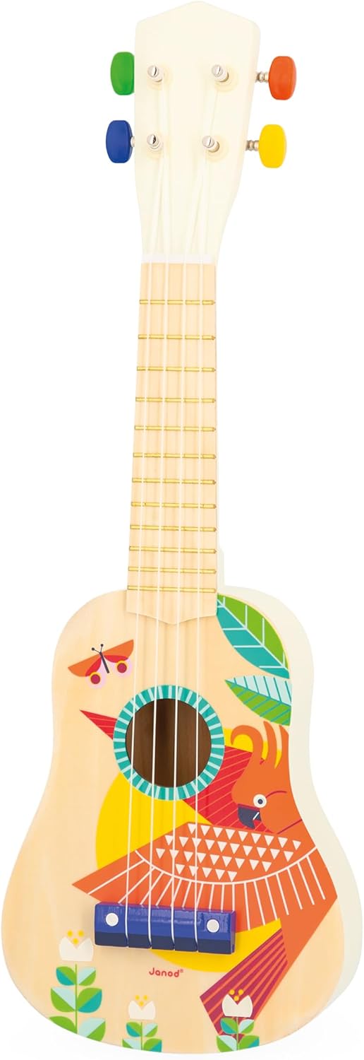 Janod - Gioia Ukulele aus Holz - Musikinstrument für Kinder - Rollenspiel und Musikalische Früherzie