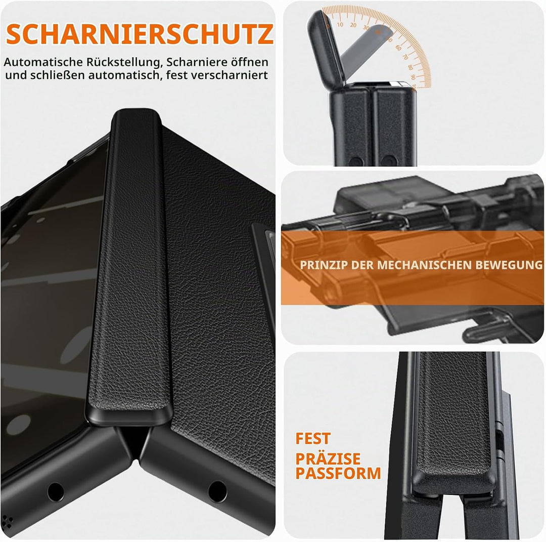NINKI Kompatibel Samsung Galaxy Z Fold 5 Hülle mit Privacy Screen Protector,Kunstleder Magnetic Scha