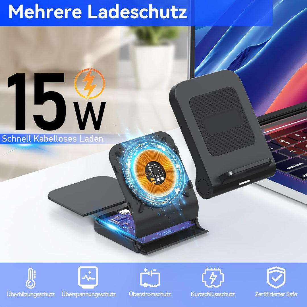 Geyo Induktive Ladestation für Samsung Galaxy Z Flip, 15W Fast Kabelloses Ladegerät für Samsung Gala