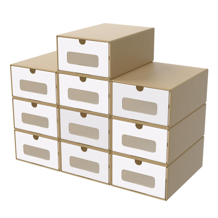 YUENFONG 10 Stück Schuhbox Aufbewahrungsbox mit Sichtfenster & Schublade, Ordnungsboxen Schuhschacht