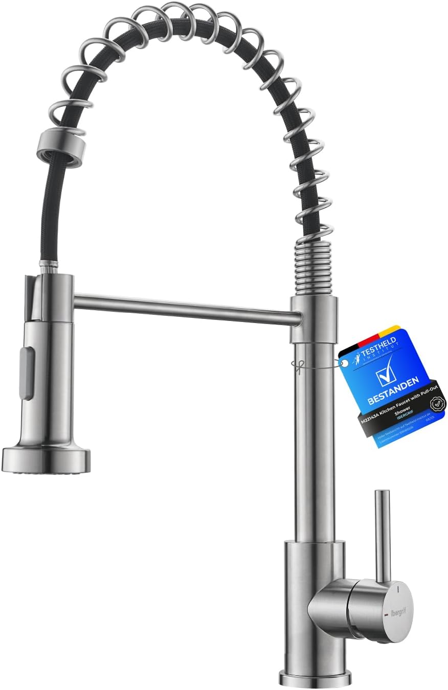 Ibergrif wasserhahn küche ausziehbar, Spring küchenarmatur mit brause, spültischarmatur 360 Schwenkb