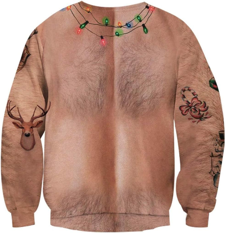 NEWISTAR Unisex Weihnachtspullover Jungen Strickpullover 3D Druck Pullover Weihnachten Jumper Ugly C
