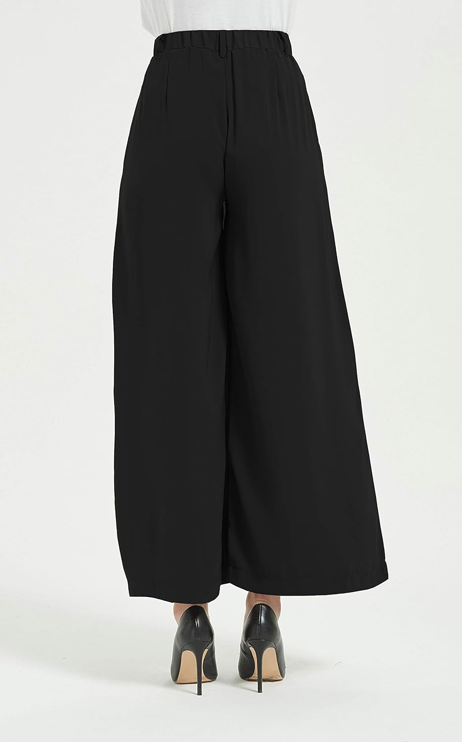 Tronjori Damen Hose Weites Bein Frauen Lange Hose mit Taschen Einfarbig Lose elastische Hohe Taille