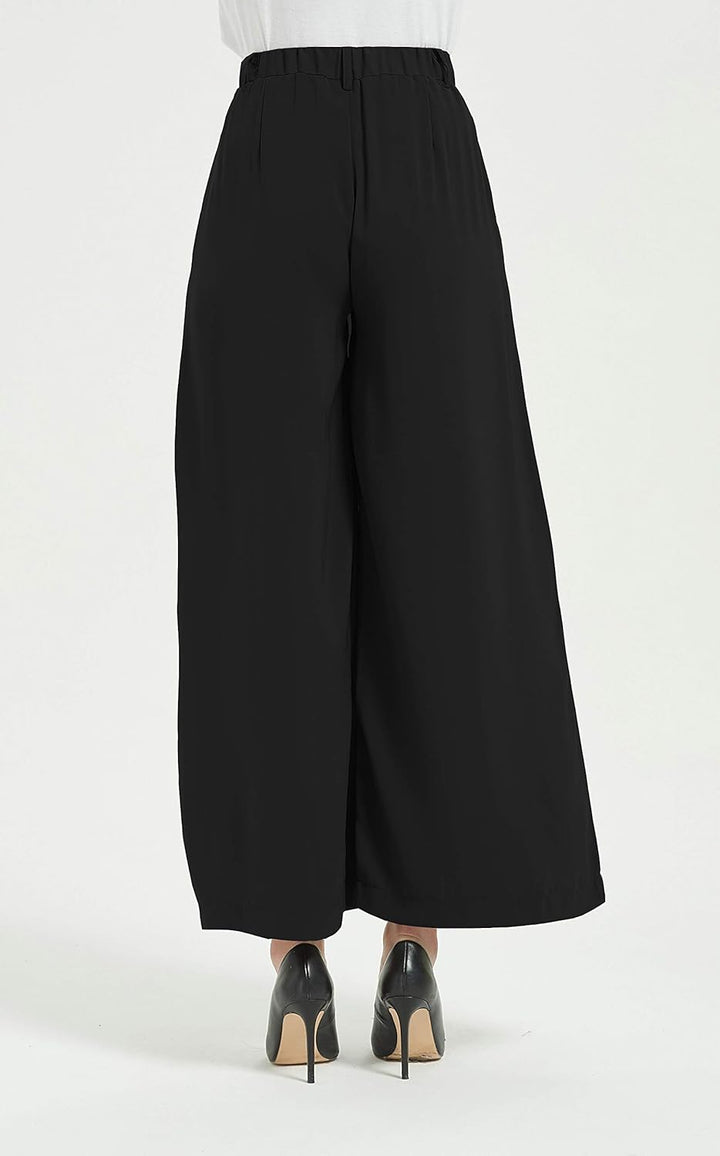 Tronjori Damen Hose Weites Bein Frauen Lange Hose mit Taschen Einfarbig Lose elastische Hohe Taille