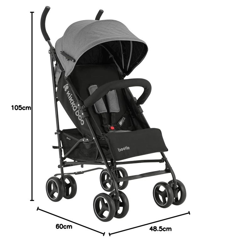 KikkaBoo BEETLE Kinderwagen, Babysportwagen bis zu 22 kg, Zusammenklappbar, Leicht, Kompakt, Grau, G