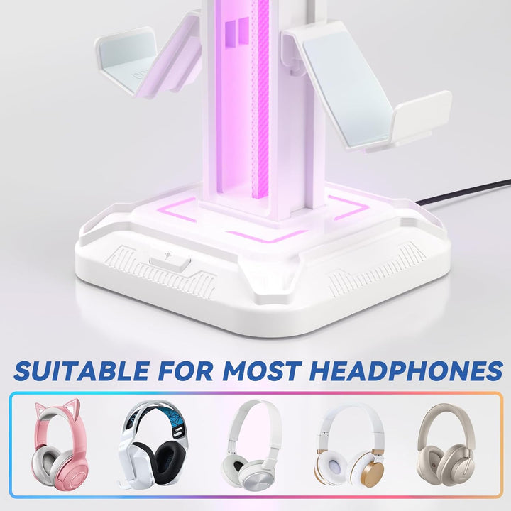 KDD Gaming Kopfhörer Ständer Led mit 9 Lichtmodi - Drehbarer Headset Halterung Tisch mit Abnehmbarer