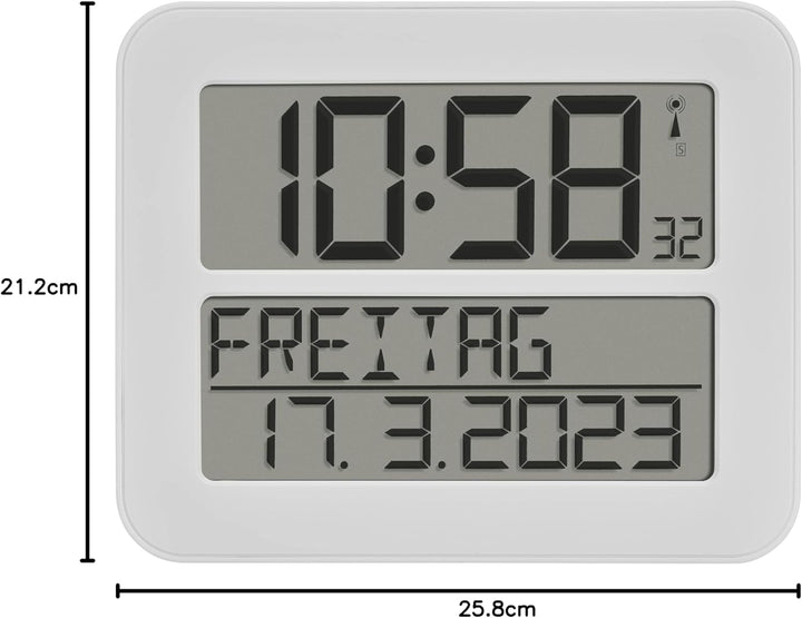 TFA Dostmann TimeLine Max digitale Funkuhr, 60.4512.02, Wanduhr zur einfachen Zeitorientierung, , mi