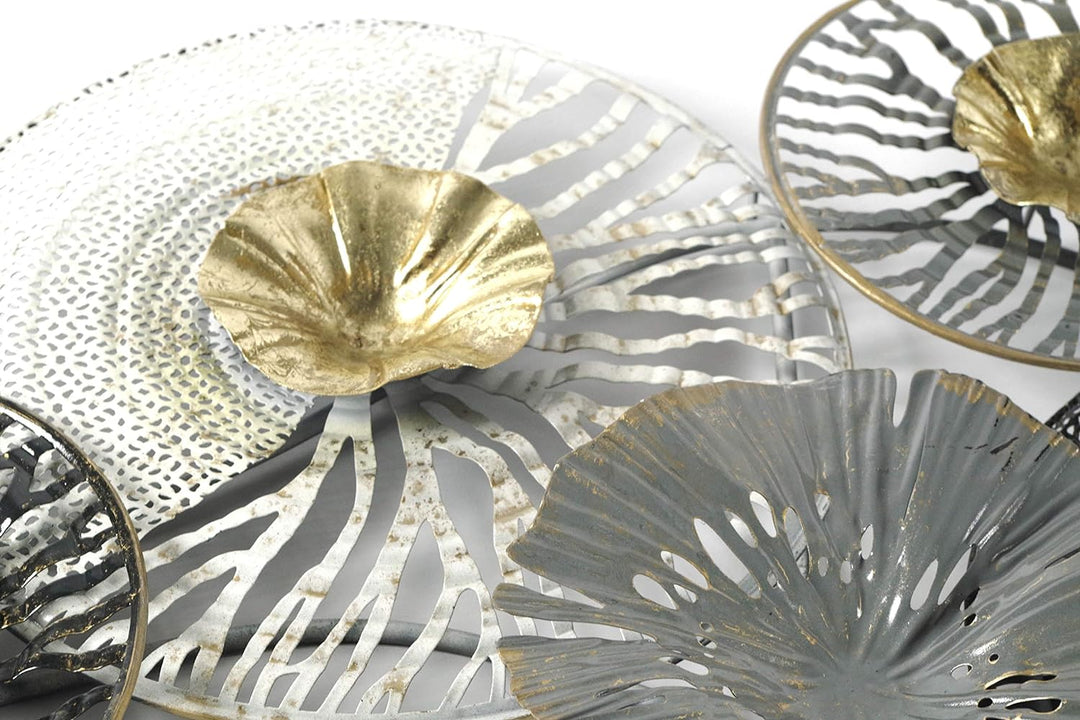 Kobolo Wandbild Wanddeko Metallbild 3D-Bild - ROOTS - anthrazit silber gold - ca 105x50 cm