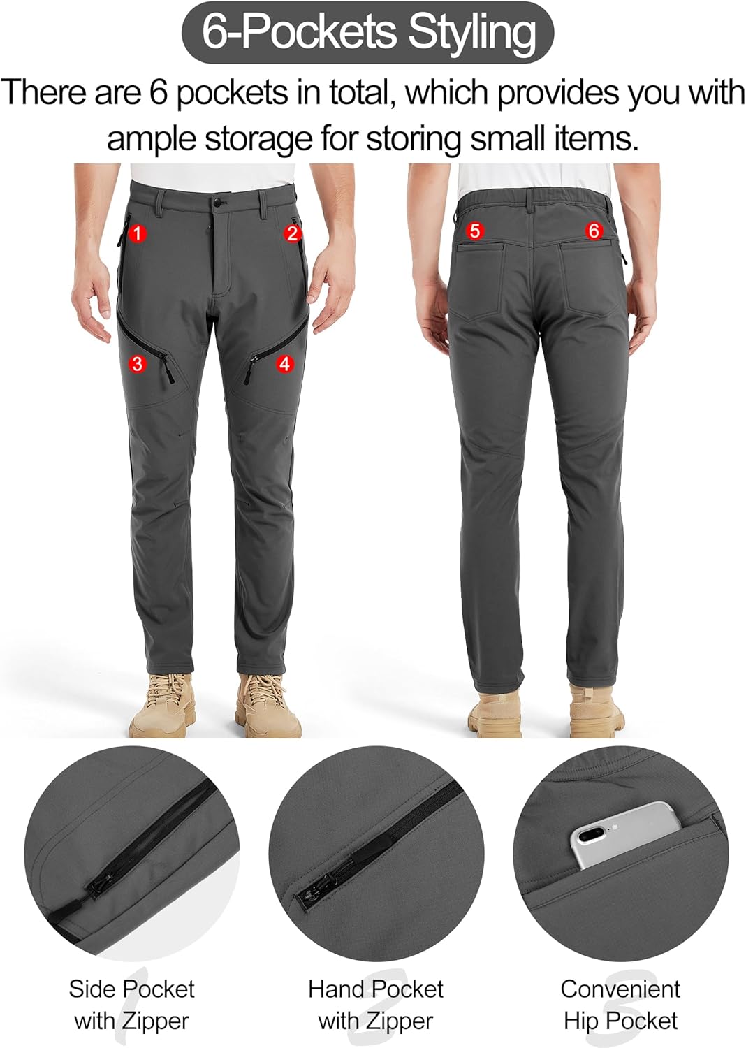 KUTOOK wasserdichte Softshellhose Herren Winter Outdoor Hose für Trekking Wandern Bergsteigen HP010