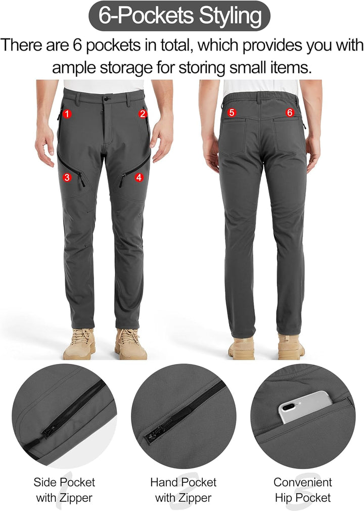 KUTOOK wasserdichte Softshellhose Herren Winter Outdoor Hose für Trekking Wandern Bergsteigen HP010