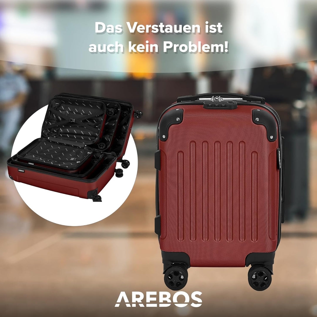 Arebos Reisekoffer 3er Set I ABS-Hartschale I Trolley Kofferset I Teleskopgriff I Inkl. Reissverschl