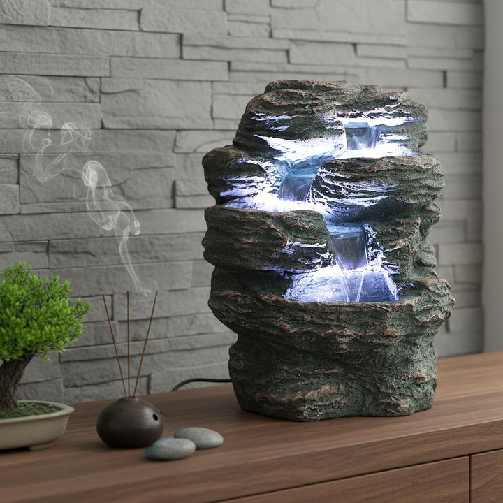 Arnusa Springbrunnen Niagara mit LED Beleuchtung IN-&Outdoor Zimmerbrunnen Gartenbrunnen