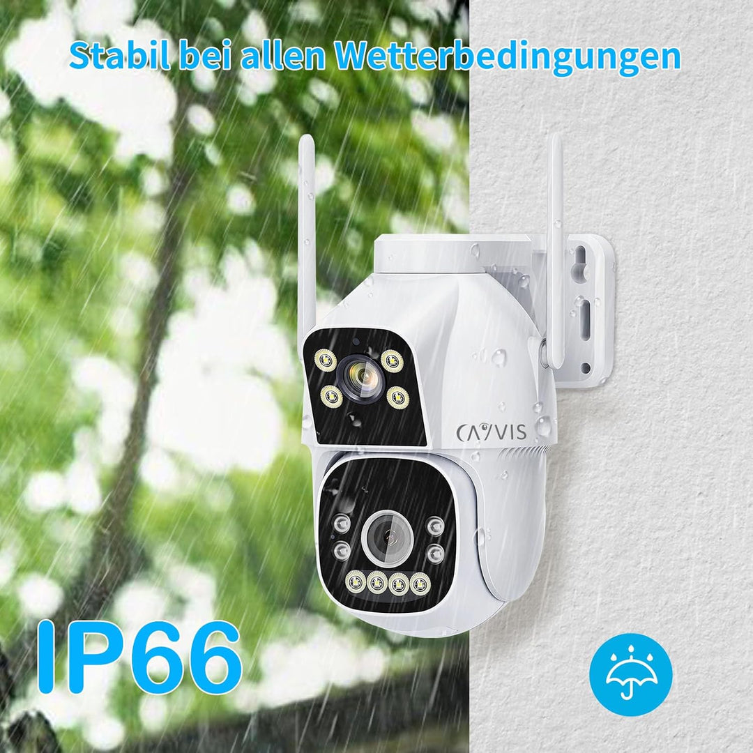 überwachungskamera Aussen WLAN, 2.4GHz/5GHz PTZ Dual-Lens Überwachungs Kamera Aussen mit KI-Personen