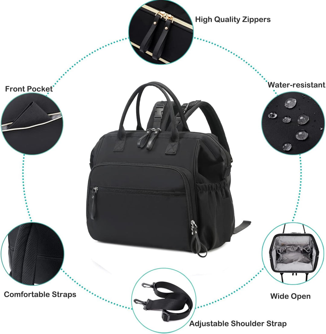 Wickeltasche mit grossem Fassungsvermögen, wasserabweisendes Nylon, 3-Wege-Reiserucksack und Schulte