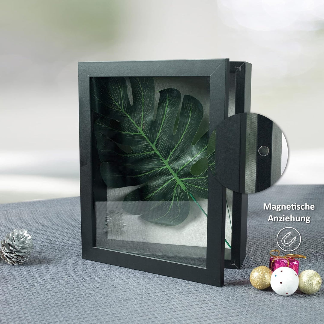Muzilife 3D Holz Bilderrahmen mit Öffnung zum Befüllen 20x25cm Objektrahmen mit Stecknadeln und Dübe