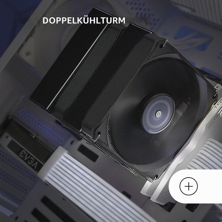 Mars Gaming MCPU-XU6, CPU-Kühler Doppelturm, TDP 350W, 2x Hybridflügel-Lüfter und Hyperbalanciertes