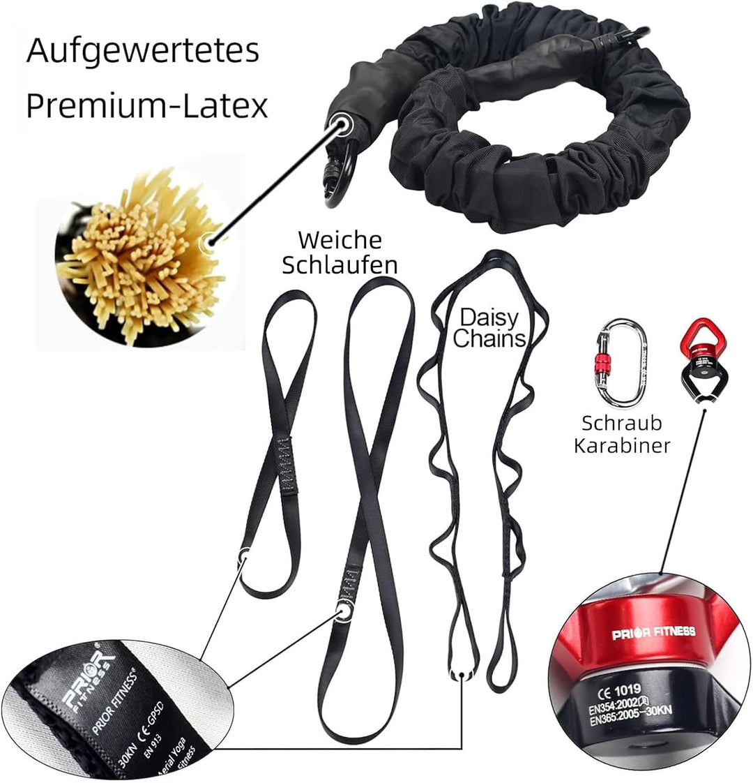 PRIOR FITNESS Bungee-Fitnessgeräte-Set, schweres Bungee-Widerstandsband, elastisches Tanz-Bungee-Sei