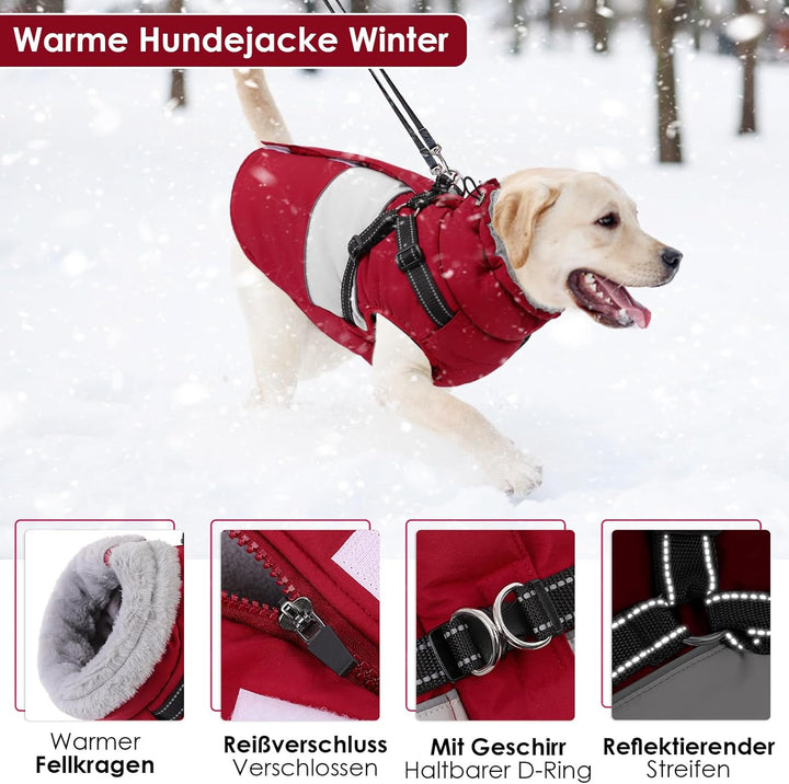 AOFITEE Hundejacke Mittelgrosse Hunde, Winter Wasserdicht Hundejacke Hundemantel mit Geschirr, Warme