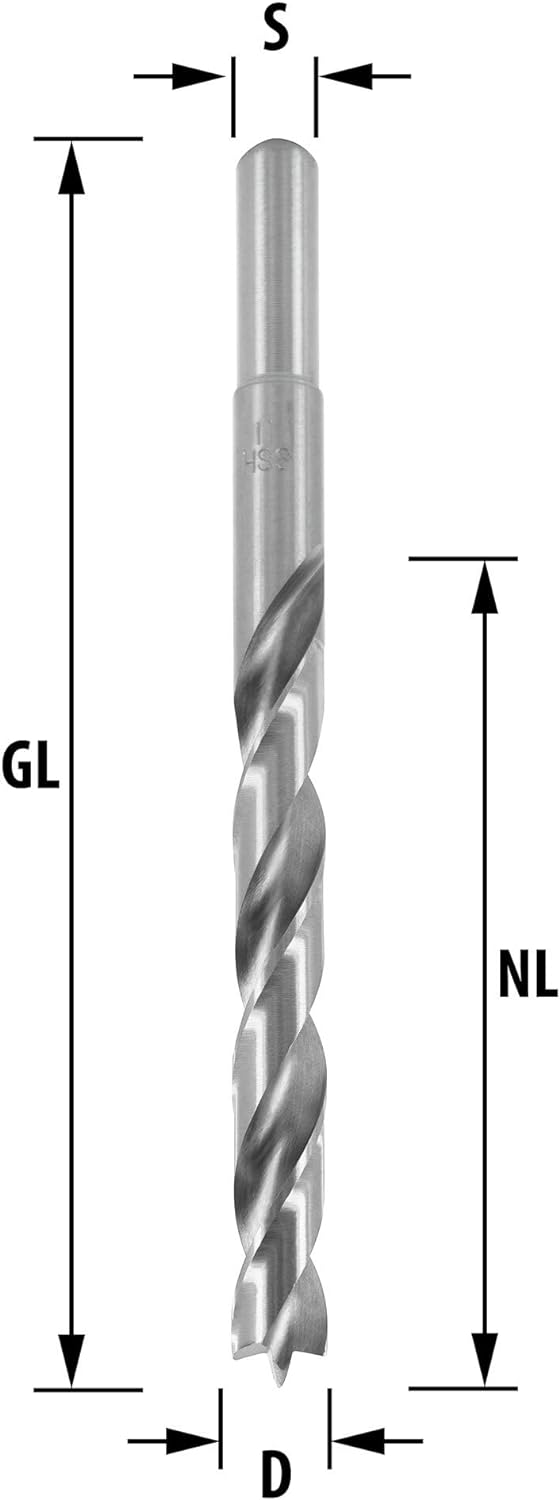 ENT 50411 Holzspiralbohrer Ø 11 mm, extra lang 150 mm, HSS-G, mit Zentrierspitze und Vorschneider, D